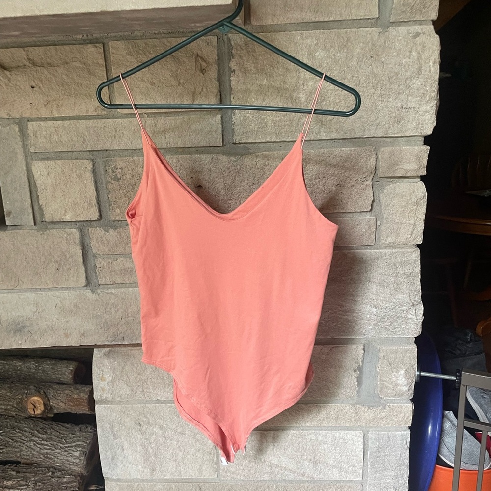 Coral Bodysuit with Spaghetti Straps